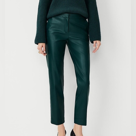 Ann Taylor Factory,The Eva Ankle Pant in Faux Leather, Curvy, Green, Size 4/6 - Picture 7 of 8